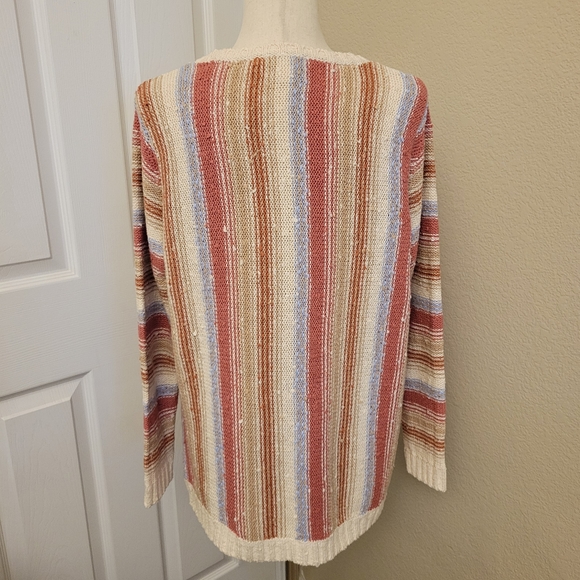 Coldwater Creek Stripe Knit Sweater Beachy Vibes Size PM - Picture 4 of 11